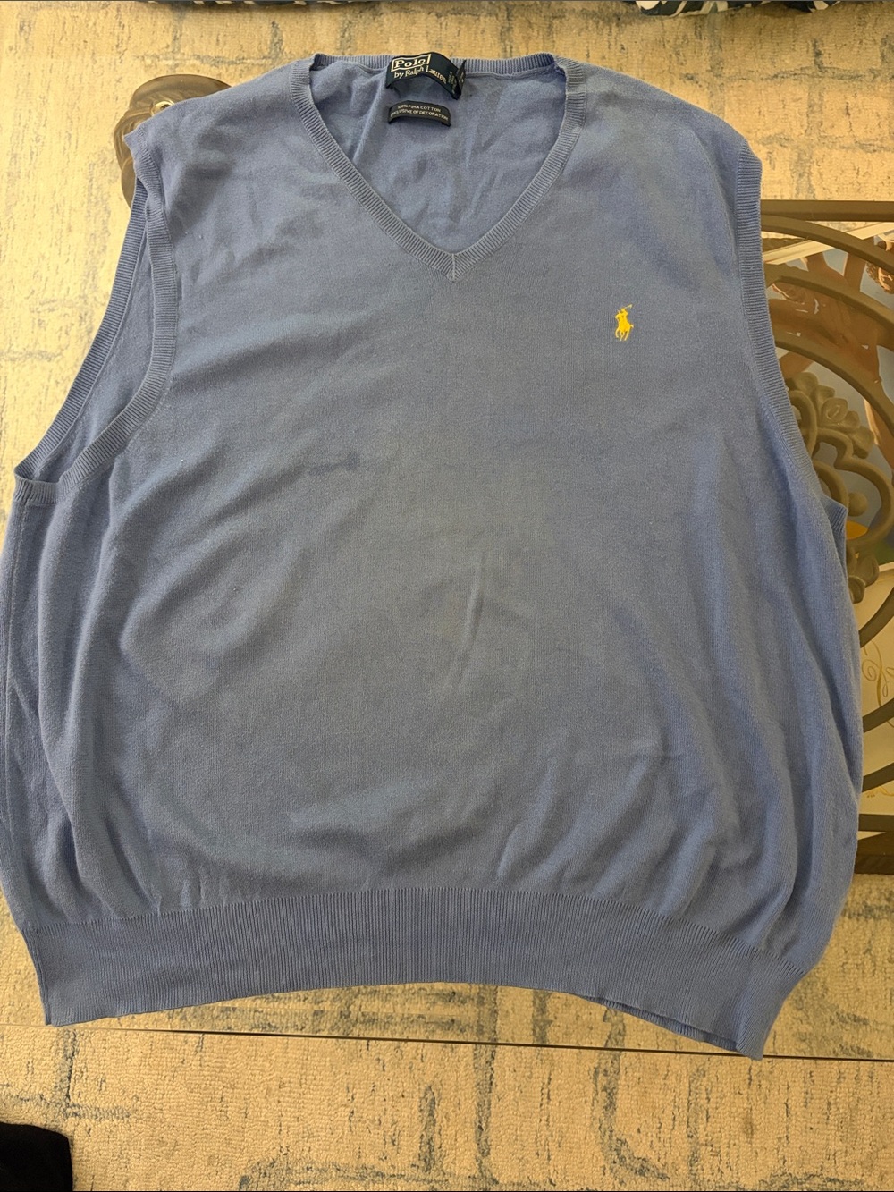 Polo by Ralph Lauren Light Blue V-Neck Sweater Vest with Yellow Pony